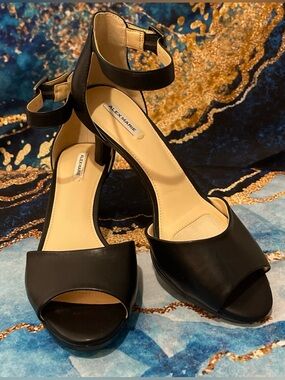 Alex Marie Black Soft leather Ankle Strap Open Toe Kitten Heels Women’s Size 7M